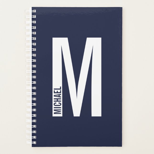 Modern Personalized Bold Monogram and Name Planner (Front)