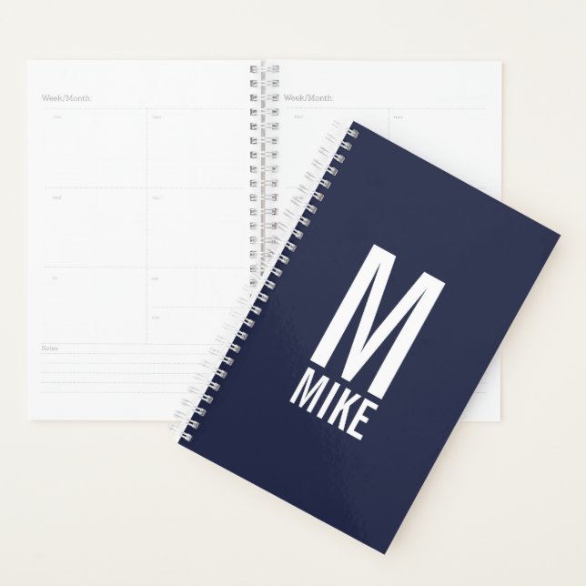 Modern Personalized Bold Monogram and Name Planner (Display)