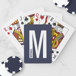 Modern Personalized Bold Monogram and Name Playing Cards