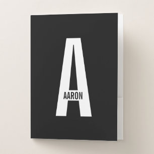 Modern Personalized Bold Monogram and Name Pocket Folder