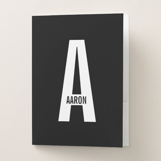 Modern Personalized Bold Monogram and Name Pocket Folder (Front)