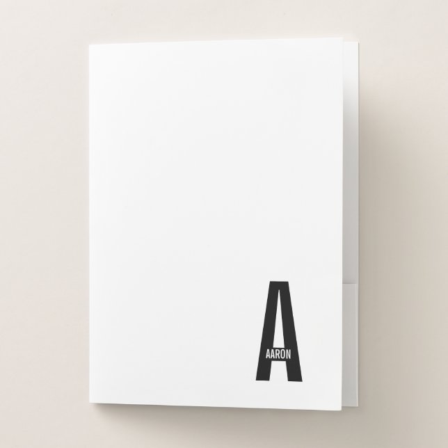 Modern Personalized Bold Monogram and Name Pocket Folder (Front)