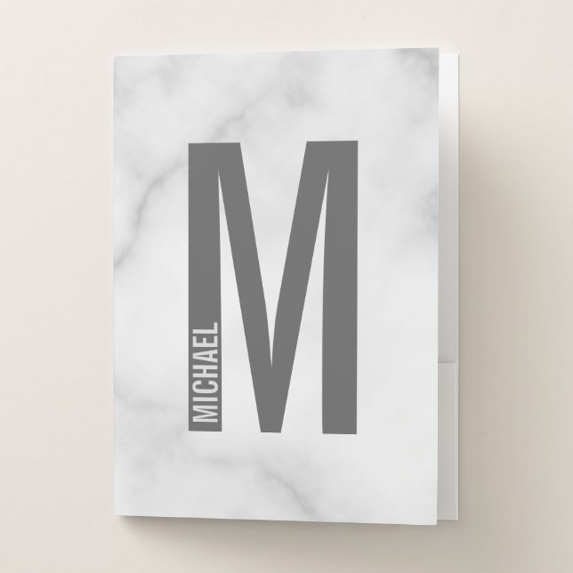Modern Personalized Bold Monogram and Name Pocket Folder (Front)