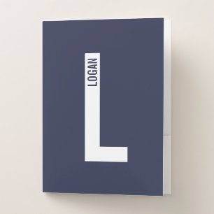 Modern Personalized Bold Monogram and Name Pocket Folder