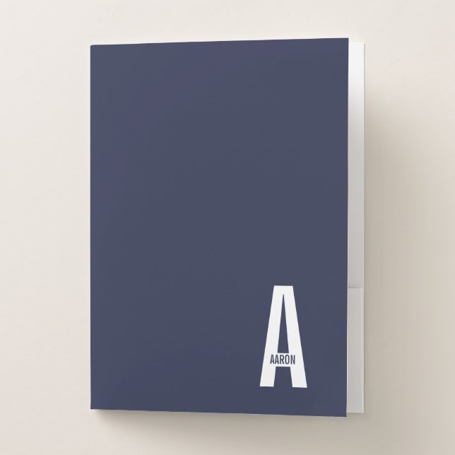 Modern Personalized Bold Monogram and Name Pocket Folder (Front)