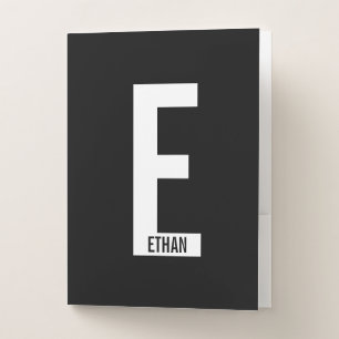 Modern Personalized Bold Monogram and Name Pocket Folder