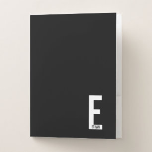 Modern Personalized Bold Monogram and Name Pocket Folder