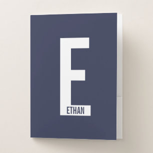 Modern Personalized Bold Monogram and Name Pocket Folder