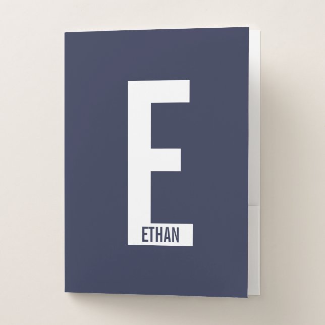 Modern Personalized Bold Monogram and Name Pocket Folder (Front)