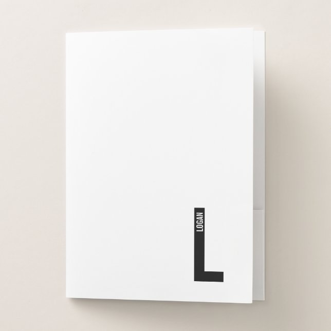 Modern Personalized Bold Monogram and Name Pocket Folder (Front)