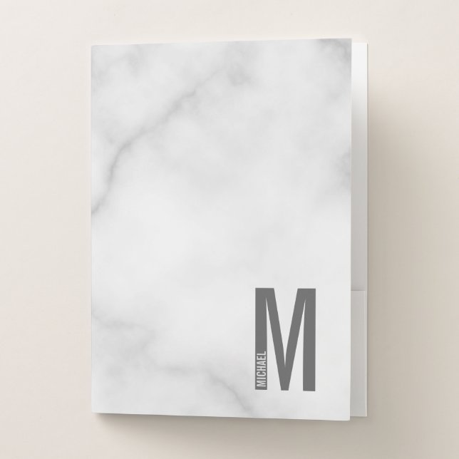 Modern Personalized Bold Monogram and Name Pocket Folder (Front)