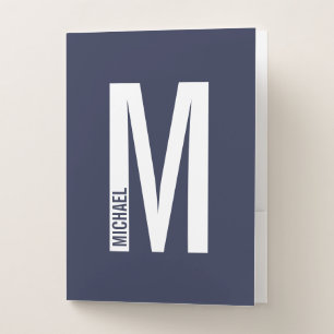 Modern Personalized Bold Monogram and Name Pocket Folder