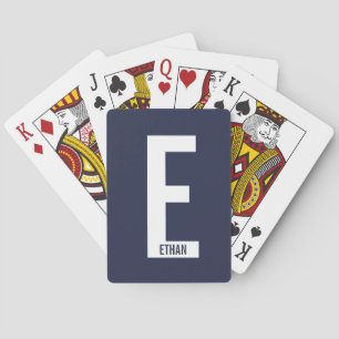 Modern Personalized Bold Monogram and Name Poker Cards