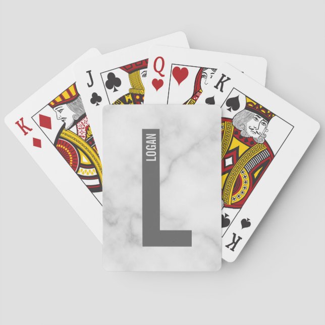 Modern Personalized Bold Monogram and Name Poker Cards (Back)