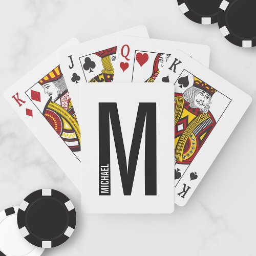 Modern Personalized Bold Monogram and Name Poker Cards