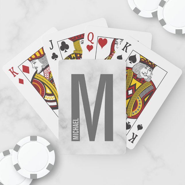 Modern Personalized Bold Monogram and Name Poker Cards (Creator Uploaded)