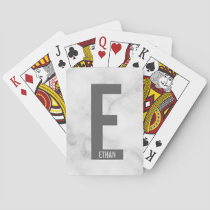 Modern Personalized Bold Monogram and Name Poker Cards