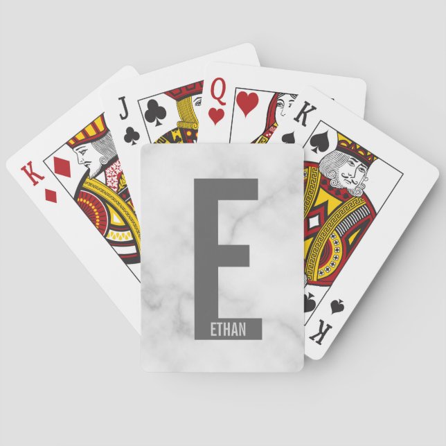 Modern Personalized Bold Monogram and Name Poker Cards (Back)
