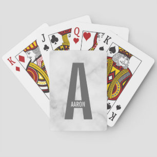 Modern Personalized Bold Monogram and Name Poker Cards
