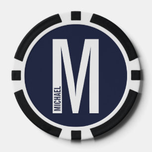 Modern Personalized Bold Monogram and Name Poker Chips