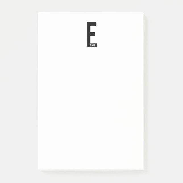 Modern Personalized Bold Monogram and Name Post-it Notes (Front)