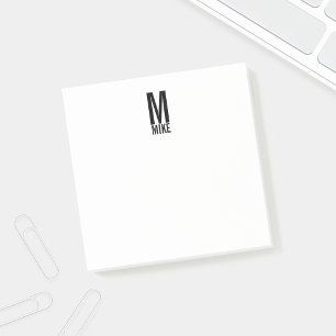 Modern Personalized Bold Monogram and Name Post-it Notes
