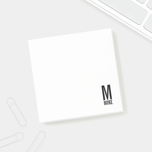 Modern Personalized Bold Monogram and Name Post_it Notes