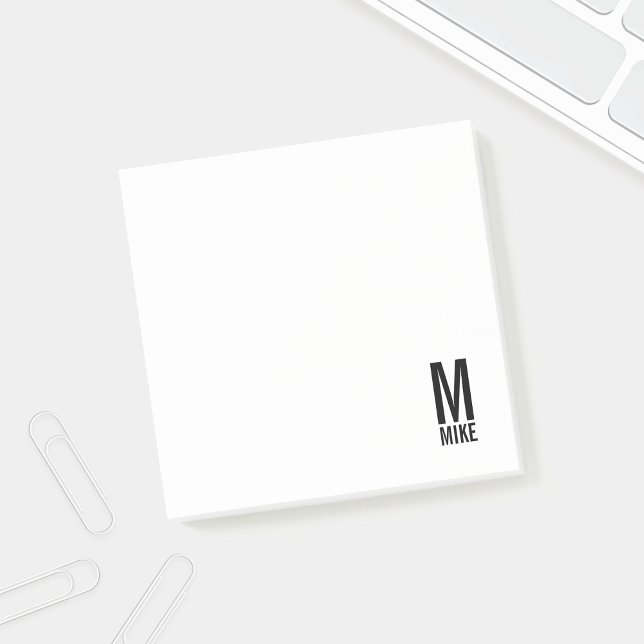 Modern Personalized Bold Monogram and Name Post-it Notes (Creator Uploaded)