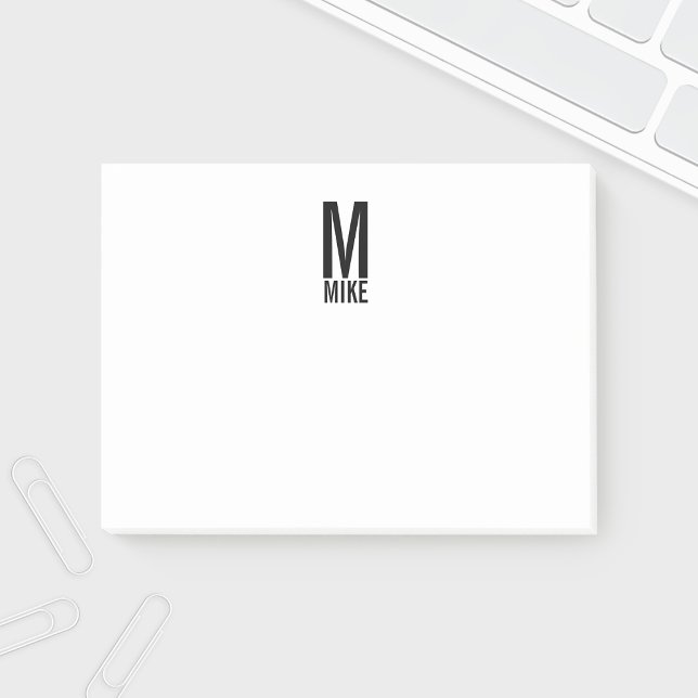 Modern Personalized Bold Monogram and Name Post-it Notes (Creator Uploaded)