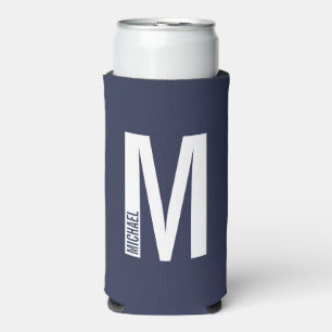 Modern Personalized Bold Monogram and Name Seltzer Seltzer Can Cooler
