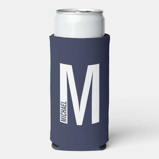 Modern Personalized Bold Monogram and Name Seltzer Seltzer Can Cooler (Seltzer Front)