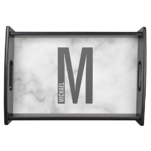 Modern Personalized Bold Monogram and Name Serving Tray