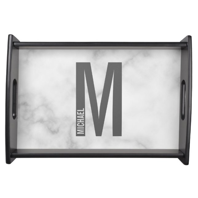 Modern Personalized Bold Monogram and Name Serving Tray (Front)