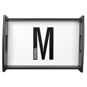 Modern Personalized Bold Monogram and Name Serving Tray