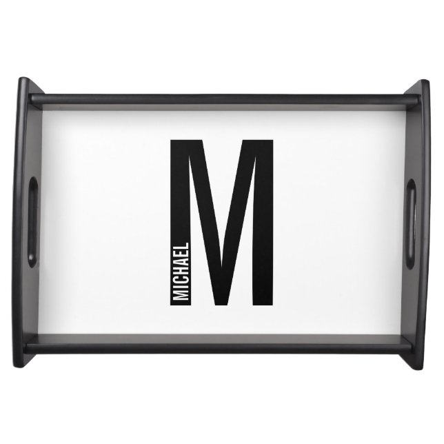 Modern Personalized Bold Monogram and Name Serving Tray (Front)