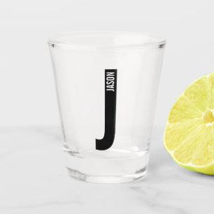 Modern Personalized Bold Monogram and Name Shot Glass