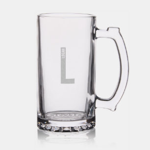 Modern Personalized Bold Monogram and Name Stein