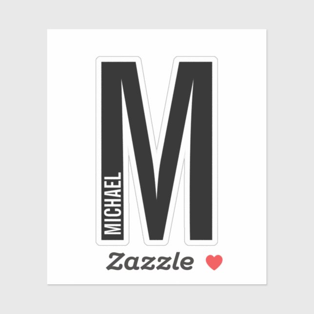 Modern Personalized Bold Monogram and Name Sticker (Sheet)