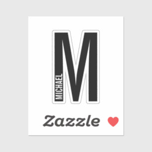Modern Personalized Bold Monogram and Name Sticker
