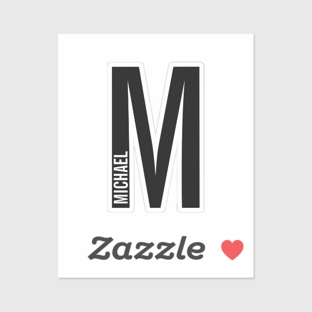 Modern Personalized Bold Monogram and Name Sticker (Sheet)