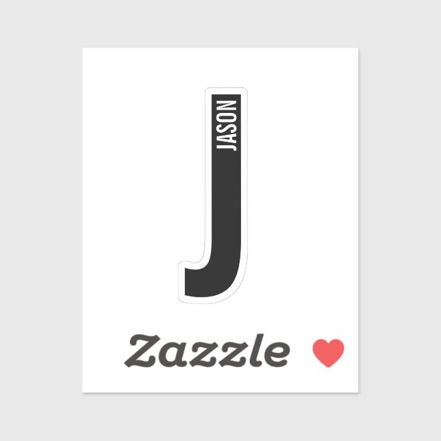 Modern Personalized Bold Monogram and Name Sticker (Sheet)