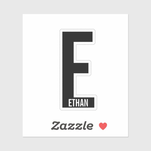 Modern Personalized Bold Monogram and Name Sticker (Sheet)