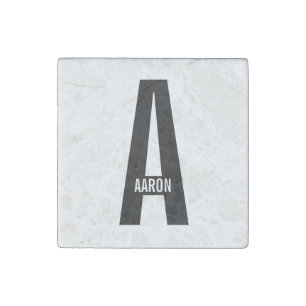 Modern Personalized Bold Monogram and Name Stone Magnet