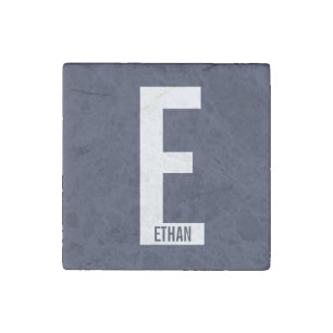 Modern Personalized Bold Monogram and Name Stone Magnet