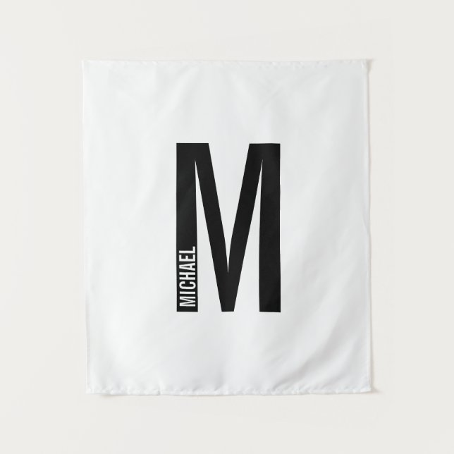 Modern Personalized Bold Monogram and Name Tapestry (Front)