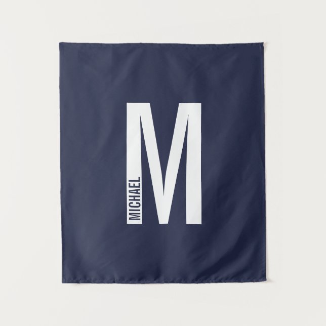 Modern Personalized Bold Monogram and Name Tapestry (Front)