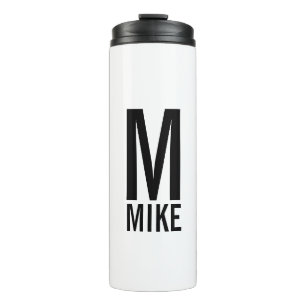 Modern Personalized Bold Monogram and Name Thermal Tumbler