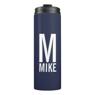 Modern Personalized Bold Monogram and Name Thermal Tumbler