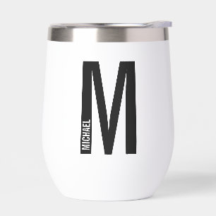 Modern Personalized Bold Monogram and Name Thermal Wine Tumbler