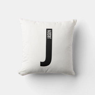Modern Personalized Bold Monogram and Name Throw Pillow